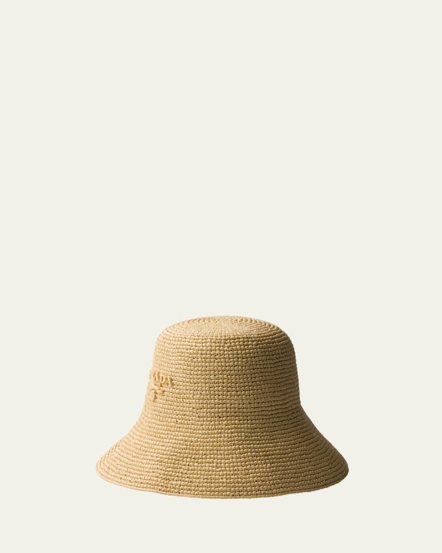 Logo Raffia Bucket Hat